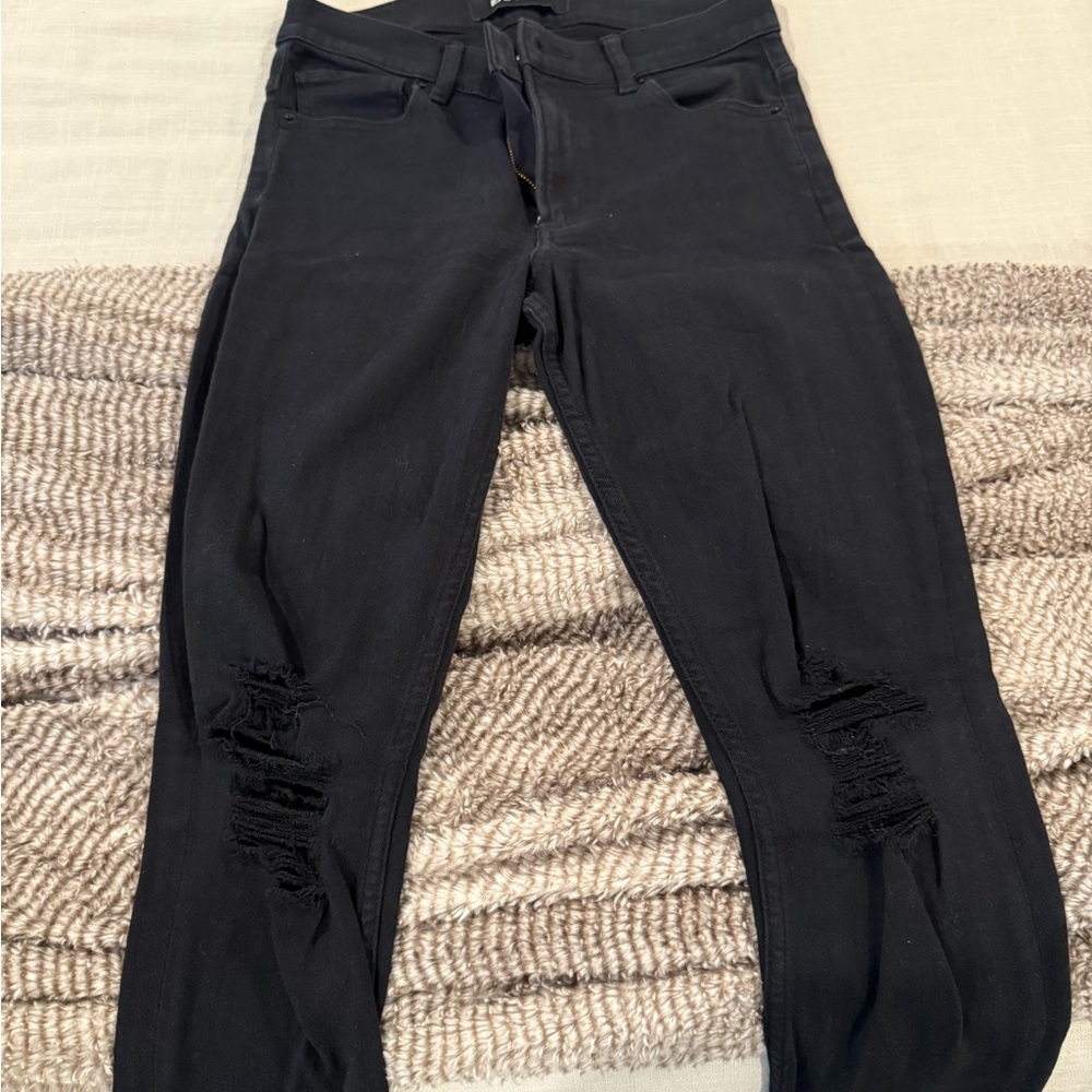 Express Black Distressed Skinny Jeans